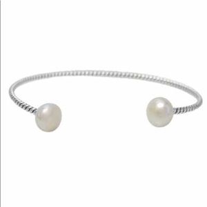 Sterling silver pearl cuff bracelet